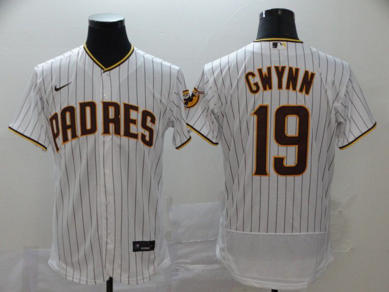 Men San Diego Padres 19 Gwynn White stripes Nike Elite MLB Jerseys